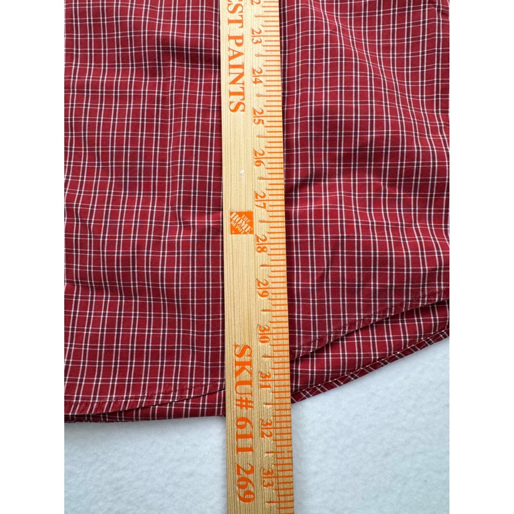 Eddie Bauer Button Front Shirt Mens Large Red Micro Check Plaid Long Sleeve L - Picture 6 of 9
